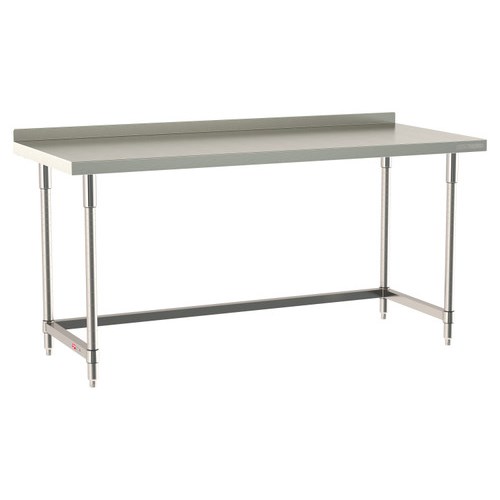 InterMetro Industries TWS3072SU-316B-S TableWorx Stationary 30" x 72 " - 316 Surface with Backsplash - Stainless Steel 3-Sided Frame - All Stainless Steel Finish