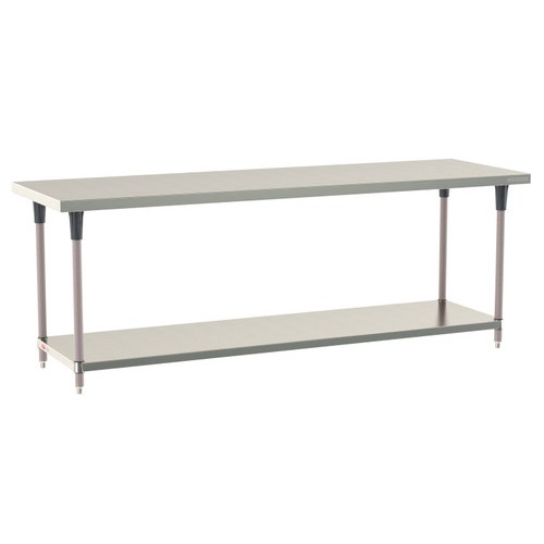 InterMetro Industries TWS3096FS-304-K TableWorx Stationary 30" x 96 " - 304 Surface - Stainless Steel Under Shelf - Metroseal Gray Epoxy Coated Legs and Polymer Leg Mounts