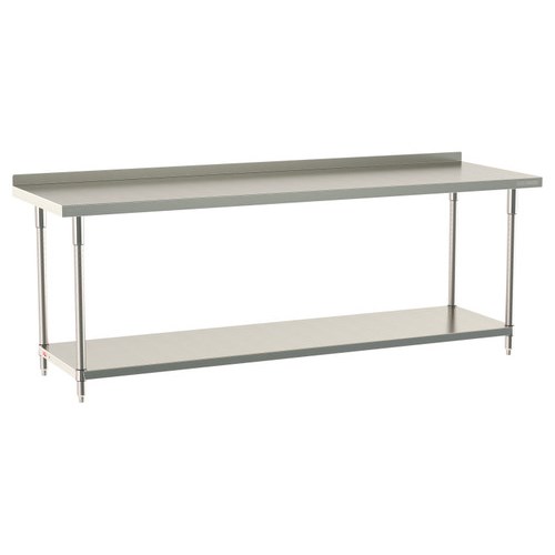 InterMetro Industries TWS3096FS-304B-S TableWorx Stationary 30" x 96 " - 304 Surface with Backsplash - Stainless Steel Under Shelf - All Stainless Steel Finish