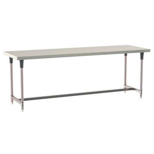 InterMetro Industries TWS3096SI-304-K TableWorx Stationary 30" x 96 " - 304 Surface - Stainless Steel I-Frame - Metroseal Gray Epoxy Coated Legs and Polymer Leg Mounts