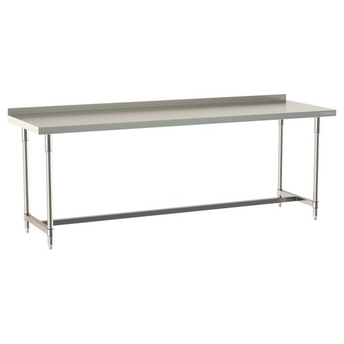 InterMetro Industries TWS3096SI-304B-S TableWorx Stationary 30" x 96 " - 304 Surface with Backsplash - Stainless Steel I-Frame - All Stainless Steel Finish