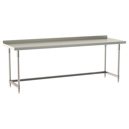 InterMetro Industries TWS3096SU-316B-S TableWorx Stationary 30" x 96 " - 316 Surface with Backsplash - Stainless Steel 3-Sided Frame - All Stainless Steel Finish