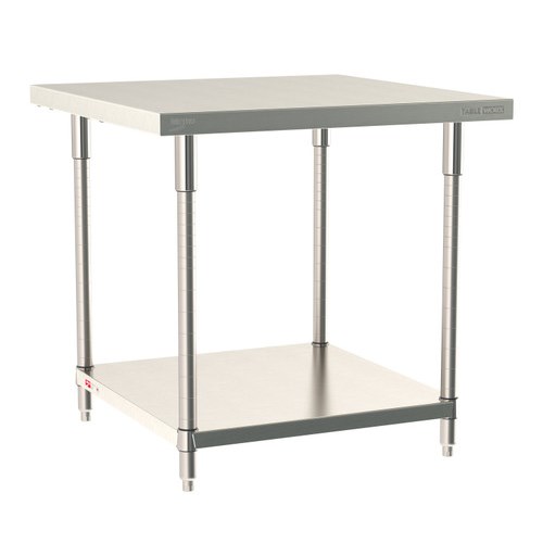 InterMetro Industries TWS3636FS-304-S TableWorx Stationary 36" x 36 " - 304 Surface - Stainless Steel Under Shelf - All Stainless Steel Finish