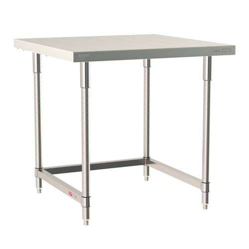 InterMetro Industries TWS3636SU-316-S TableWorx Stationary 36" x 36 " - 316 Surface - Stainless Steel 3-Sided Frame - All Stainless Steel Finish