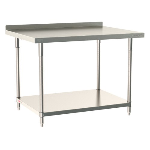 InterMetro Industries TWS3648FS-304B-S TableWorx Stationary 36" x 48 " - 304 Surface with Backsplash - Stainless Steel Under Shelf - All Stainless Steel Finish