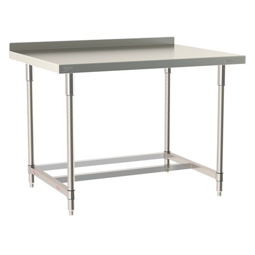 InterMetro Industries TWS3648SU-304B-S TableWorx Stationary 36" x 48 " - 304 Surface with Backsplash - Stainless Steel 3-Sided Frame - All Stainless Steel Finish