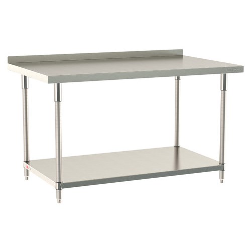 InterMetro Industries TWS3660FS-304B-S TableWorx Stationary 36" x 60 " - 304 Surface with Backsplash - Stainless Steel Under Shelf - All Stainless Steel Finish