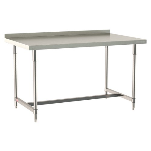 InterMetro Industries TWS3660SI-304B-S TableWorx Stationary 36" x 60 " - 304 Surface with Backsplash - Stainless Steel I-Frame - All Stainless Steel Finish