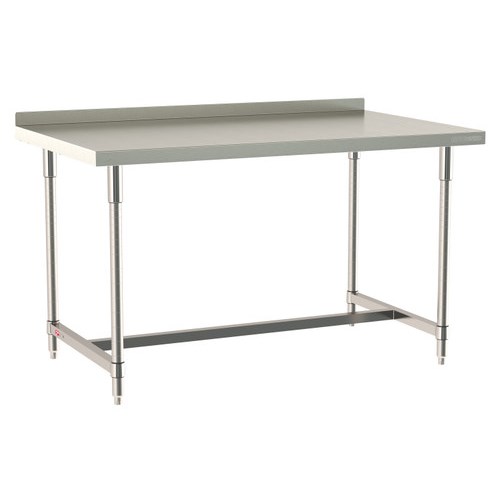 InterMetro Industries TWS3660SI-316B-S TableWorx Stationary 36" x 60 " - 316 Surface with Backsplash - Stainless Steel I-Frame - All Stainless Steel Finish