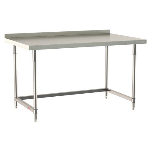 InterMetro Industries TWS3660SU-304B-S TableWorx Stationary 36" x 60 " - 304 Surface with Backsplash - Stainless Steel 3-Sided Frame - All Stainless Steel Finish