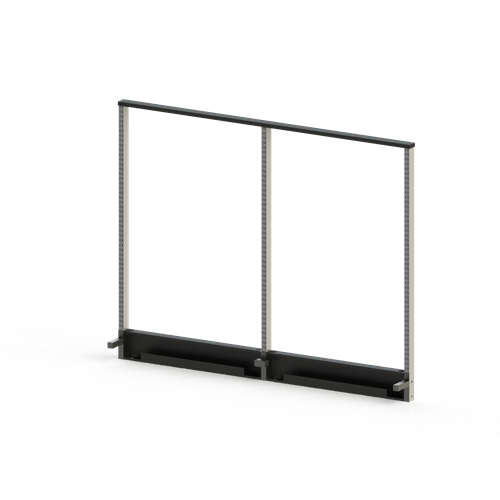 Gibo/Kodama USB60 - 3 Zinc Uprights w/2 Black Powdercoated Boxes/Top Cap for 60" Workstation - Black