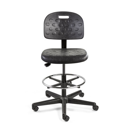 Bevco V7507HC-BK - BREVA Value-Line Poly V7 Series Ergonomic Pneumatic Chair - Polyurethane - 22.25"-32" - Hard Floor Casters - Black