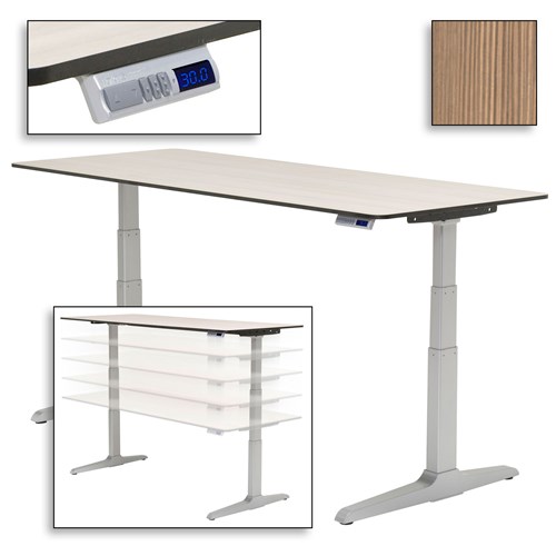 Workrite Ergonomics SEHX4230 - Sierra HX Electric Adjustable Height Workcenter - 42" x 30" - Appears Likatre - Silver Frame - Soft White Standard Edge