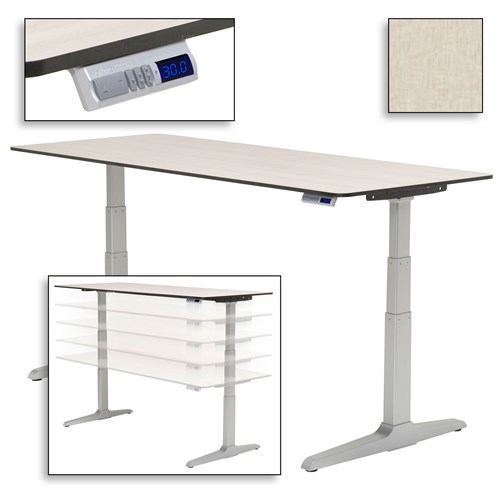 Workrite Ergonomics SEHX6624 - Sierra HX Electric Adjustable Height Workcenter - 66" x 24" - Cavalcade South - Silver Frame - Folkstone Standard Edge