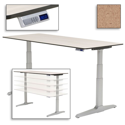 Workrite Ergonomics SEHX3630 - Sierra HX Electric Adjustable Height Workcenter - 36" x 30" - Coriander Fiber - Silver Frame - Folkstone Standard Edge