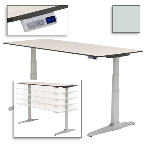 Workrite Ergonomics SEHX4230 - Sierra HX Electric Adjustable Height Workcenter - 42" x 30" - Folkstone Gray - Silver Frame - Folkstone Standard Edge