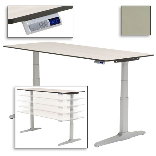 Workrite Ergonomics SEHX3630 - Sierra HX Electric Adjustable Height Workcenter - 36" x 30" - Gateway to the Future - Silver Frame - Folkstone Standard Edge