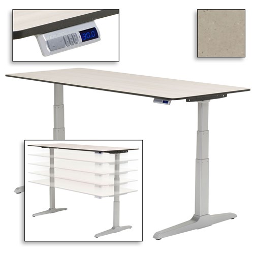 Workrite Ergonomics SEHX3630 - Sierra HX Electric Adjustable Height Workcenter - 36" x 30" - IL Palio Papel - Silver Frame - Folkstone Standard Edge