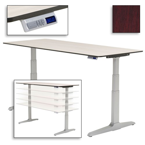 Workrite Ergonomics SEHX4230 - Sierra HX Electric Adjustable Height Workcenter - 42" x 30" - Jewel Mahogany - Silver Frame - Almond Standard Edge