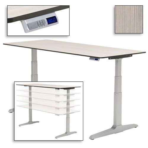 Workrite Ergonomics SEHX7230 - Sierra HX Electric Adjustable Height Workcenter - 72" x 30" - Looks Likatre - Silver Frame - Folkstone Standard Edge