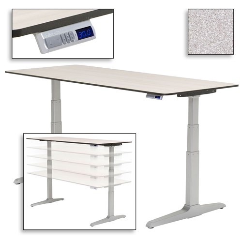 Workrite Ergonomics SEHX3630 - Sierra HX Electric Adjustable Height Workcenter - 36" x 30" - White Spectrum - Silver Frame - Opti Gray Standard Edge