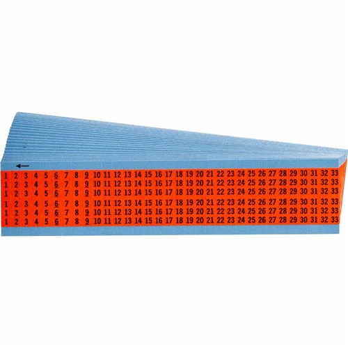 Brady WM-1-33-OR-PK Vinyl Cloth Wire Marker 1-33 Orange 25 Card/PK