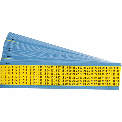 Brady WM-1-33-YL-PK Vinyl Cloth Wire Marker 1-33 Yellow - 25 cards/pk