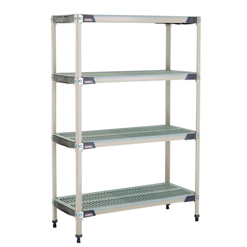 InterMetro Industries X346GX3 4-Shelf Plastic Industrial Shelving Starter Unit - 18" x 42" x 63"