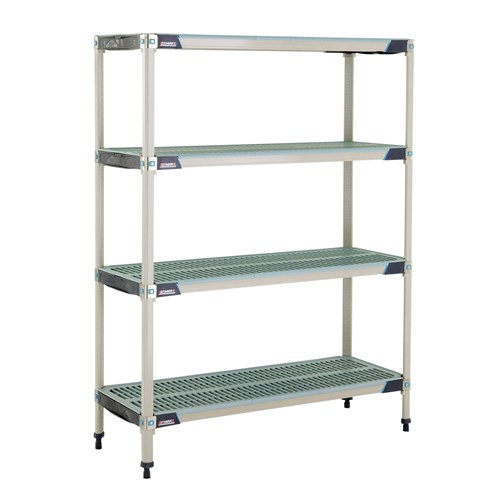 InterMetro Industries X356GX3 4-Shelf Plastic Industrial Shelving Starter Unit - 18" x 48" x 63"