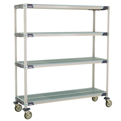 InterMetro Industries X366EGX3 4-Shelf Industrial Plastic Shelving Mobile Cart - Open Grid Shelves - 18" x 60" x 67.3125"