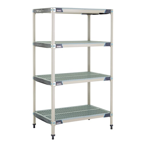 InterMetro Industries X536GX3 4-Shelf Plastic Industrial Shelving Starter Unit - 24" x 36" x 63"