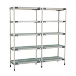 InterMetro Industries 5AX337GX3 5AX337GX3 5-Shelf Plastic Industrial Shelving Add-On Unit - 18" x 36" x 74"