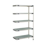 InterMetro Industries 5AX347GX3 5AX347GX3 5-Shelf Plastic Industrial Shelving Add-On Unit - 18" x 42" x 74"