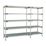 InterMetro Industries 5AX567GX3 5AX567GX3 5-Shelf Plastic Industrial Shelving Add-On Unit - 24" x 60" x 74"