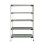 InterMetro Industries 5X317HX3 5X317HX3 5-Shelf Plastic Industrial Shelving Starter Unit with Solid Bottom Shelf - 18" x 24" x 74"