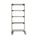 InterMetro Industries 5X337EGX3 5X337EGX3 5-Shelf Industrial Plastic Shelving Mobile Cart - Solid Bottom Shelf - 18" x 36" x 79.3125"