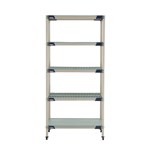 InterMetro Industries 5X337HX3 5X337HX3 5-Shelf Plastic Industrial Shelving Starter Unit with Solid Bottom Shelf - 18" x 36" x 74"