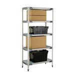 InterMetro Industries 5X337HX3 5X337HX3 5-Shelf Plastic Industrial Shelving Starter Unit with Solid Bottom Shelf - 18" x 36" x 74"