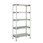 InterMetro Industries 5X337HX3 5X337HX3 5-Shelf Plastic Industrial Shelving Starter Unit with Solid Bottom Shelf - 18" x 36" x 74"