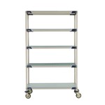 InterMetro Industries 5X357EGX3 5X357EGX3 5-Shelf Industrial Plastic Shelving Mobile Cart - Solid Bottom Shelf - 18" x 48" x 79.3125"