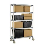 InterMetro Industries 5X357EGX3 5X357EGX3 5-Shelf Industrial Plastic Shelving Mobile Cart - Solid Bottom Shelf - 18" x 48" x 79.3125"