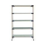 InterMetro Industries 5X357HX3 5X357HX3 5-Shelf Plastic Industrial Shelving Starter Unit with Solid Bottom Shelf - 18" x 48" x 74"