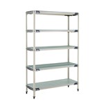 InterMetro Industries 5X357HX3 5X357HX3 5-Shelf Plastic Industrial Shelving Starter Unit with Solid Bottom Shelf - 18" x 48" x 74"