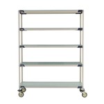 InterMetro Industries 5X367EGX3 5X367EGX3 5-Shelf Industrial Plastic Shelving Mobile Cart - Solid Bottom Shelf - 18" x 60" x 79.3125"