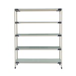 InterMetro Industries 5X367HX3 5X367HX3 5-Shelf Plastic Industrial Shelving Starter Unit with Solid Bottom Shelf - 18" x 60" x 74"