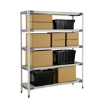 InterMetro Industries 5X367HX3 5X367HX3 5-Shelf Plastic Industrial Shelving Starter Unit with Solid Bottom Shelf - 18" x 60" x 74"