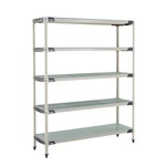 InterMetro Industries 5X367HX3 5X367HX3 5-Shelf Plastic Industrial Shelving Starter Unit with Solid Bottom Shelf - 18" x 60" x 74"