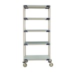 InterMetro Industries 5X537EGX3 5X537EGX3 5-Shelf Industrial Plastic Shelving Mobile Cart - Solid Bottom Shelf - 24" x 36" x 79.3125"