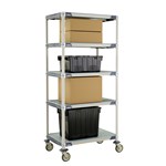 InterMetro Industries 5X537EGX3 5X537EGX3 5-Shelf Industrial Plastic Shelving Mobile Cart - Solid Bottom Shelf - 24" x 36" x 79.3125"