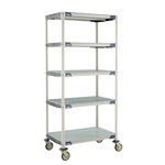 InterMetro Industries 5X537EGX3 5X537EGX3 5-Shelf Industrial Plastic Shelving Mobile Cart - Solid Bottom Shelf - 24" x 36" x 79.3125"